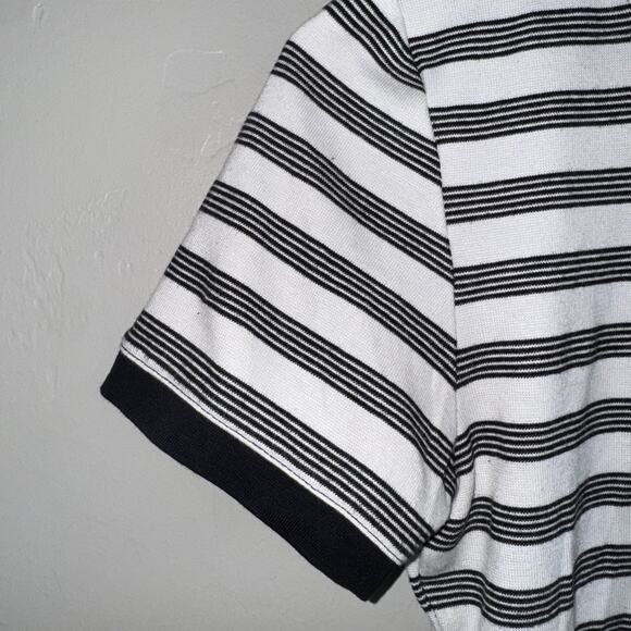 Maeve by Anthropologie Crew Neck Short Sleeve Tee Sz S Black White Striped - Picture 5 of 6